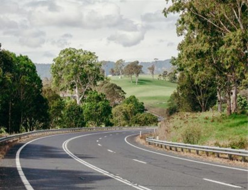 beautiful australian road crossing a green landscape